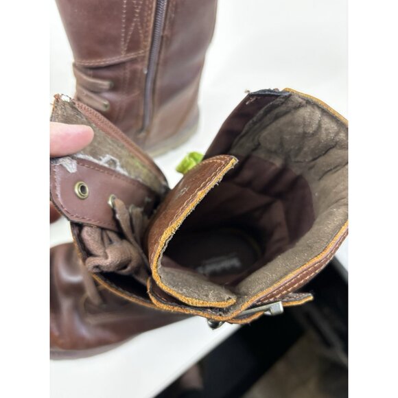 Timberland Sz 8 Earthkeepers Leather Brown Double Buckle Side Zip Boots  EUC - Picture 8 of 12